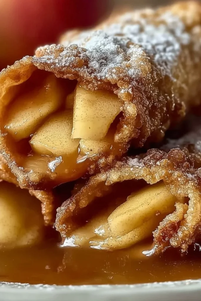 Delicious apple pie egg rolls with a crispy outer layer and sweet apple filling