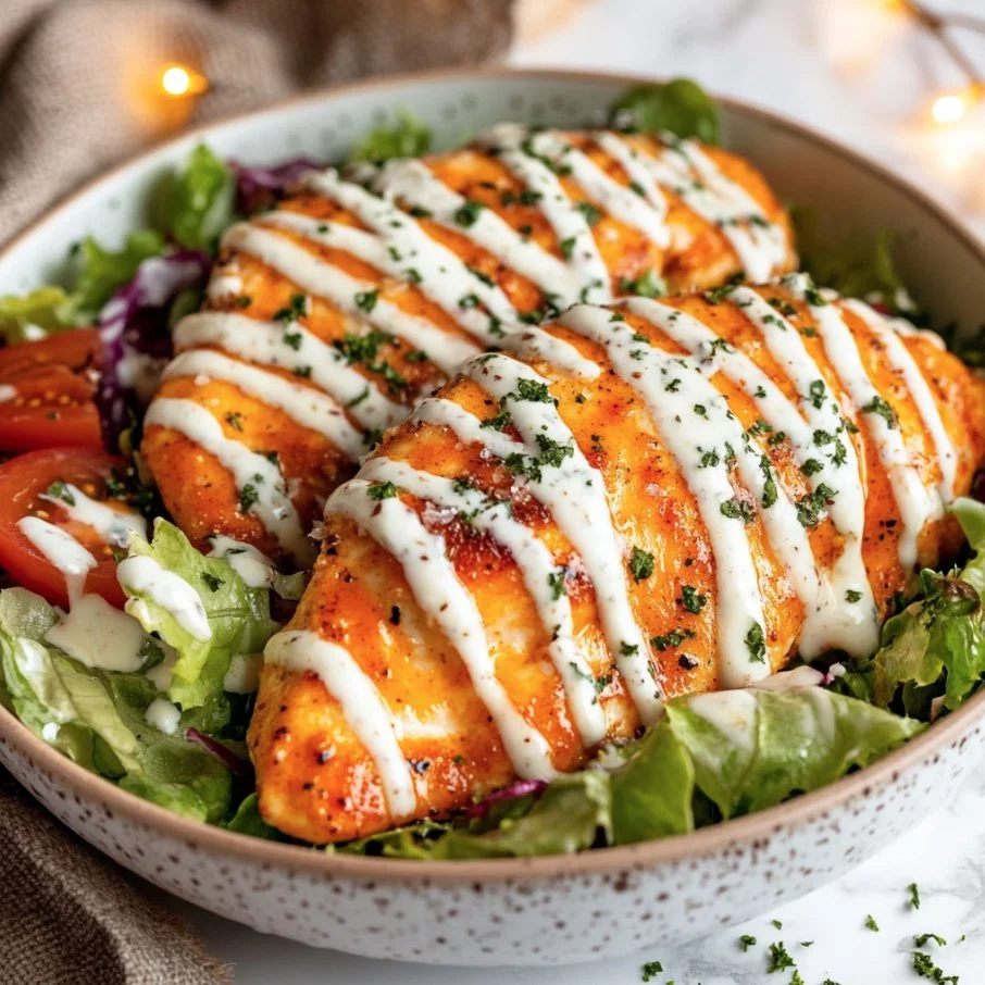 Keto Buffalo Chicken with spicy sauce on a plate